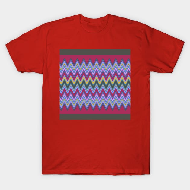 Vintage Colorful Wavy Pattern T-Shirt by oknoki